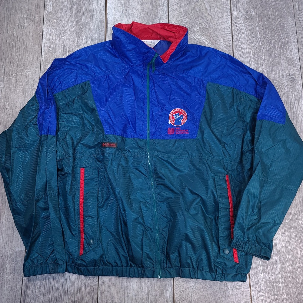 Columbia Windbreaker Jacket Mens XL Teal Blue Childrens Miracle Golf Classic